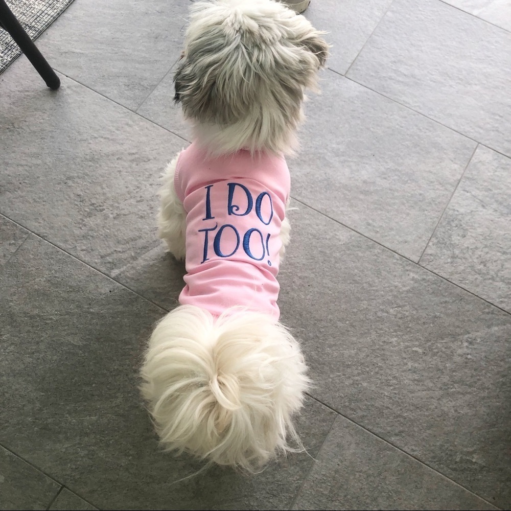 “I Do Too” Dog Shirt Pink Wedding Announcement